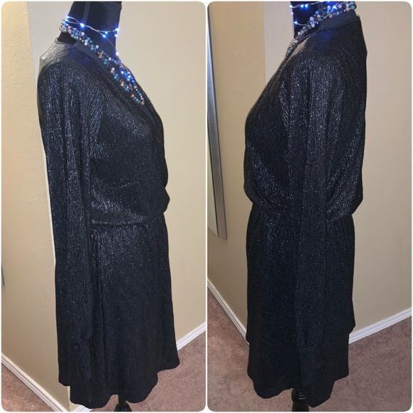 🆕 Zara Black Metallic Surplice Mini Dress Sz M - Picture 6 of 8